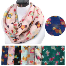 Fashion Lightweight large womens lady poylester Snood infinity scarf wholesale Print animal infinity dog scarf pattern